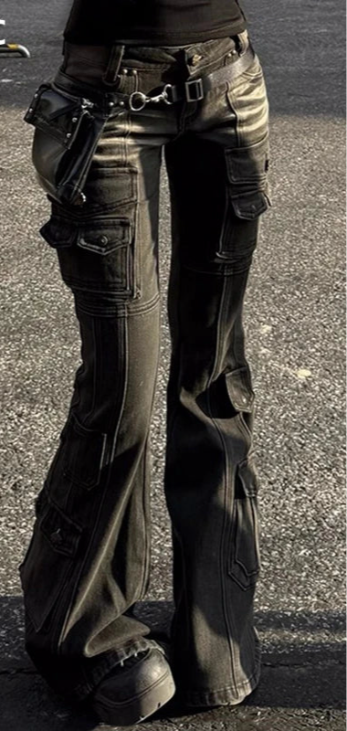 REDDACHiC Black Low Waist Cargo Jeans