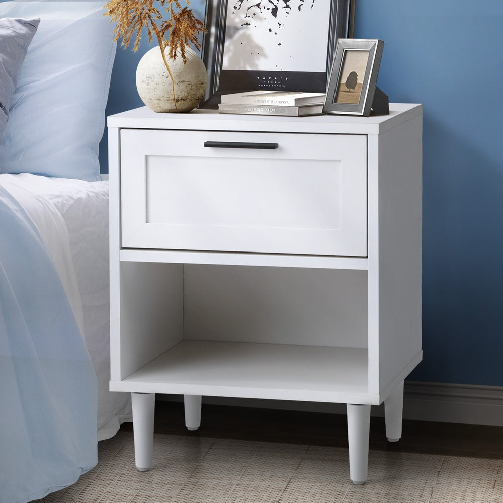 White Bedroom Bedside Table Nightstand Storage Cabinet