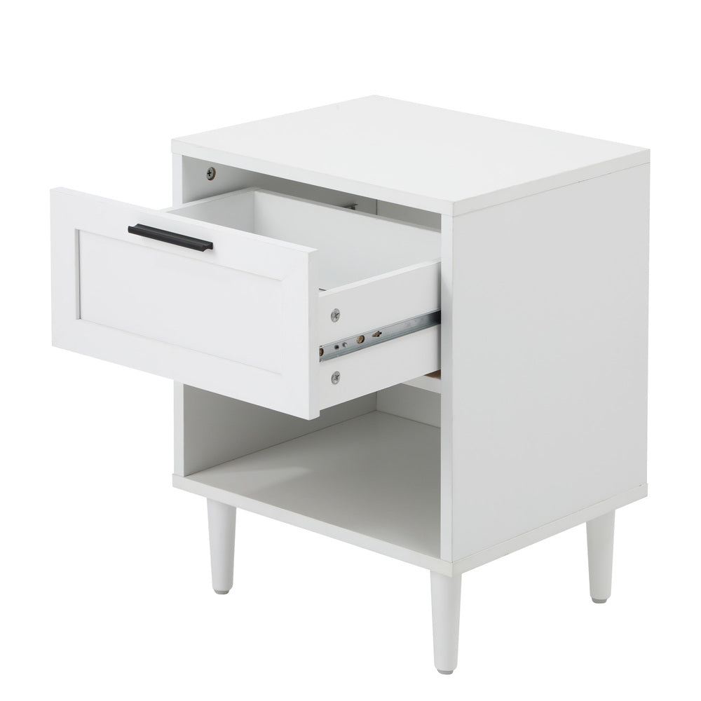 White Bedroom Bedside Table Nightstand Storage Cabinet