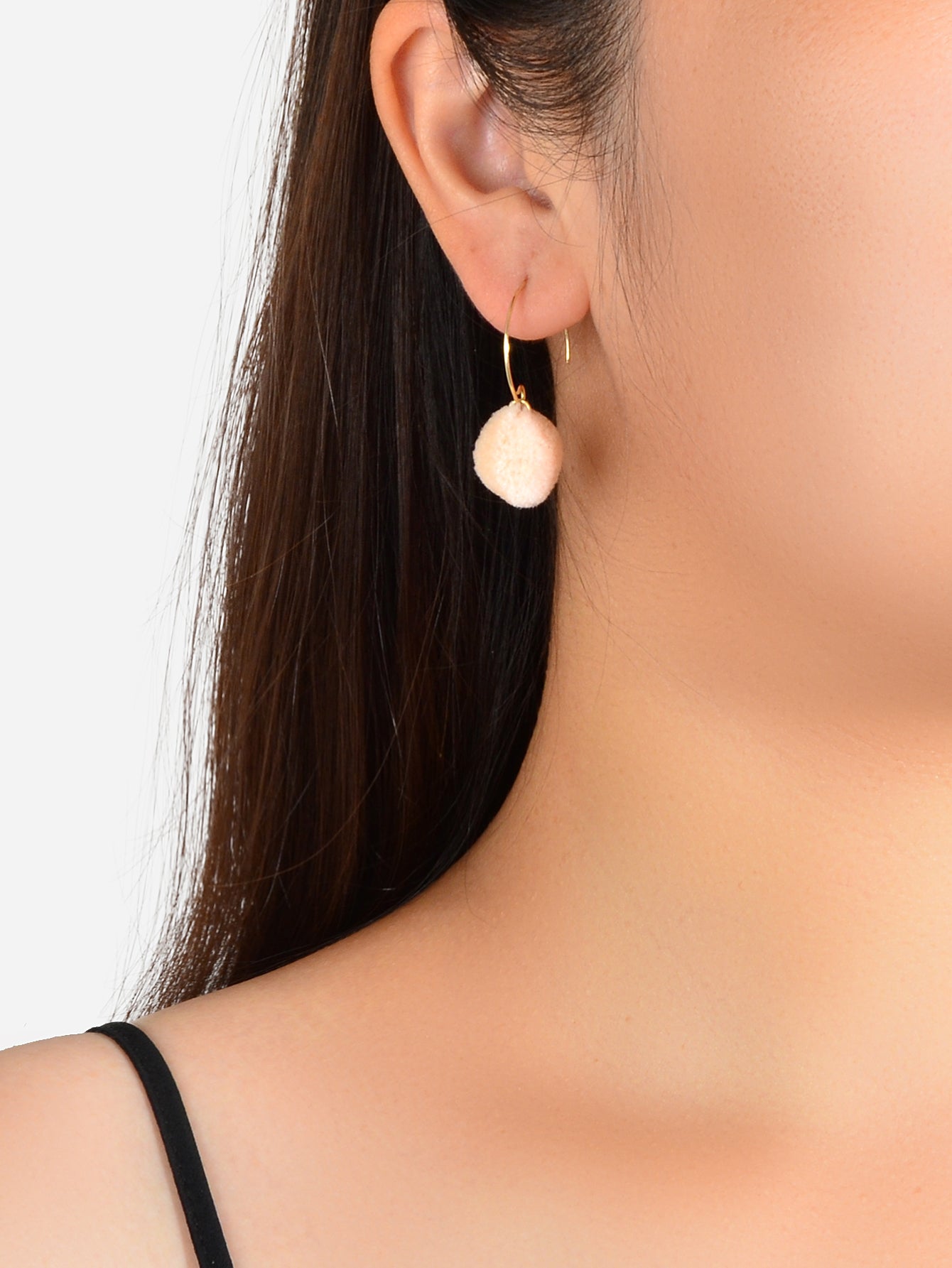 Trendy Accessories Women Dainty Gifts Khaki Green Ball Dangle Gold Hoop Earrings
