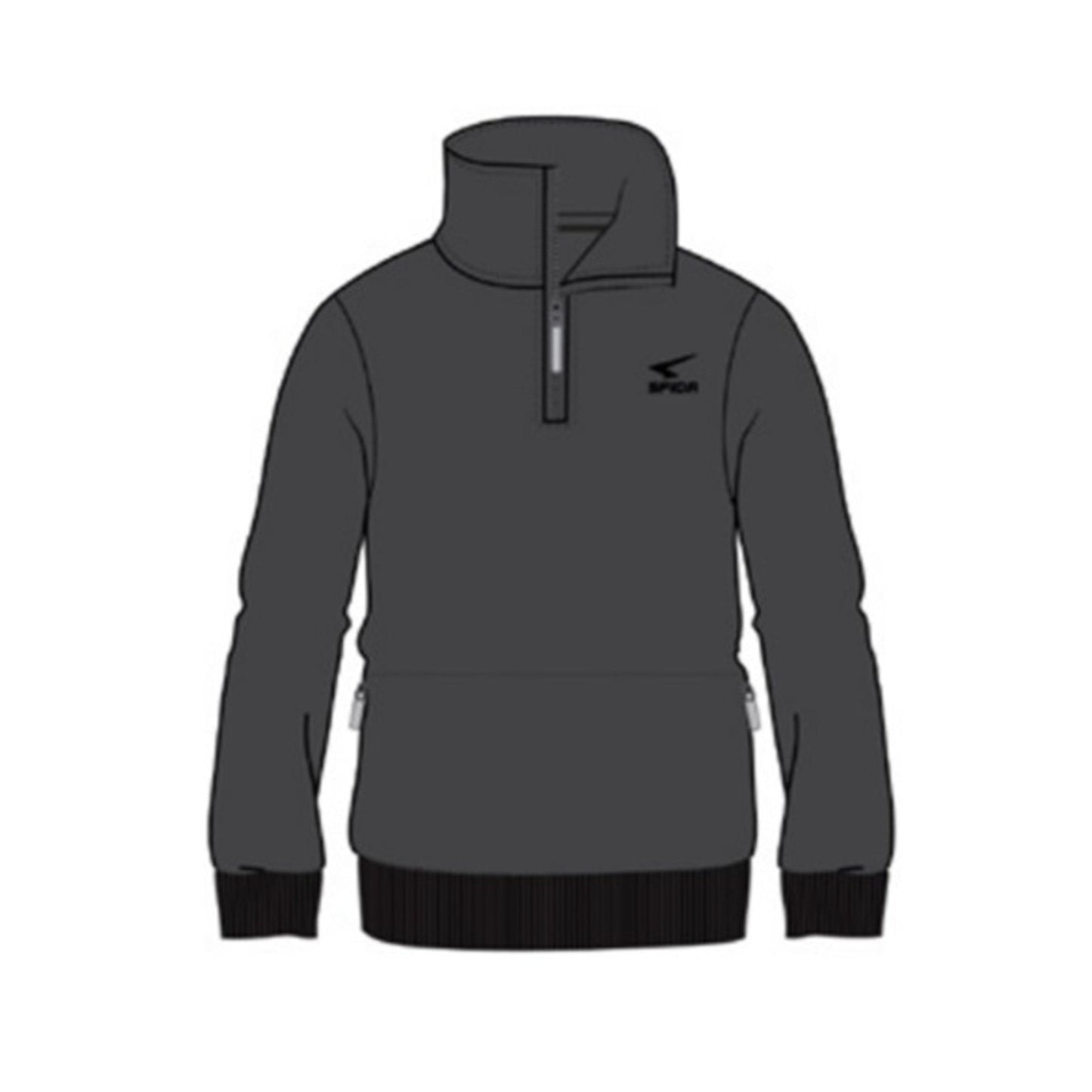 Sebastian Mens Neck Zip Sweat - Charcoal Marle