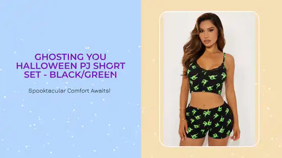 Ghosting You Halloween PJ Short Set - Black/Green by@Outfy