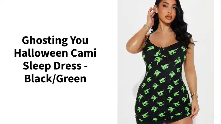 Ghosting You Halloween Cami Sleep Dress - Black/Green by@Outfy