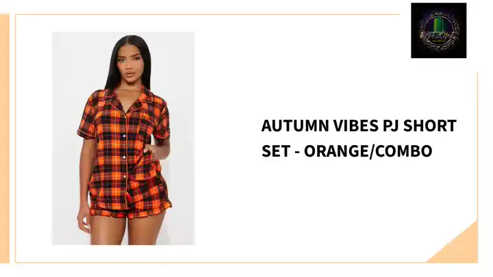 Autumn Vibes PJ Short Set - Orange/combo by@Outfy