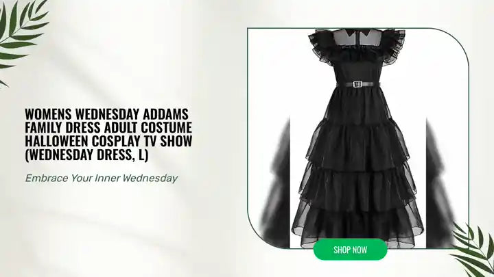 Womens Wednesday Addams Family Dress Adult Costume Halloween Cosplay TV Show (Wednesday Dress, L) by@Outfy
